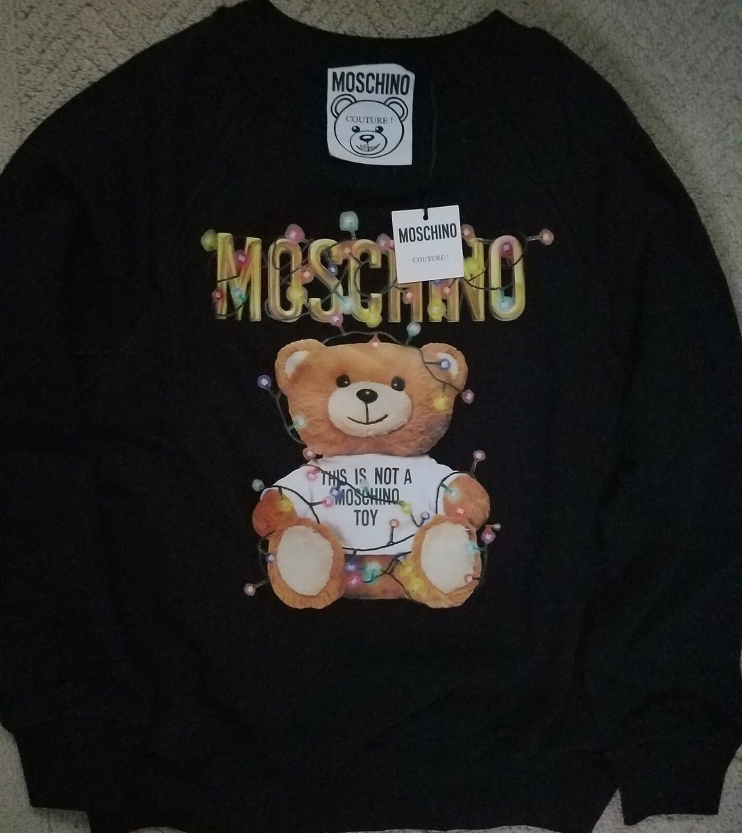 Moschino Limited edition Christmas Lights Sweatshirt Black 42 NWT 