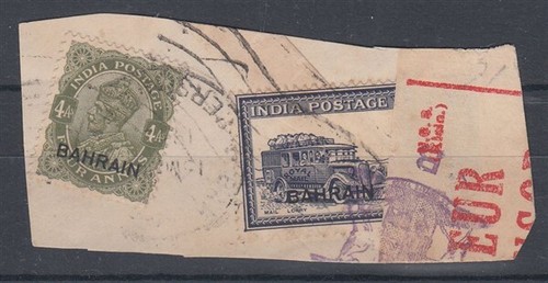 BAHRAIN SMALL PIECE WITH 1938 KGVI 8a (ID:739/D40710)