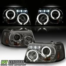 Smoke 1PC 2001-2011 Ford Ranger LED Halo Projector Headlights w/Corner Headlamps
