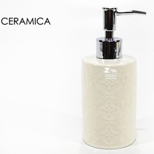 DISPENSER SAPONE DOSASAPONE PORTASAPONE LIQUIDO IN CERAMICA COLORE PANNA
