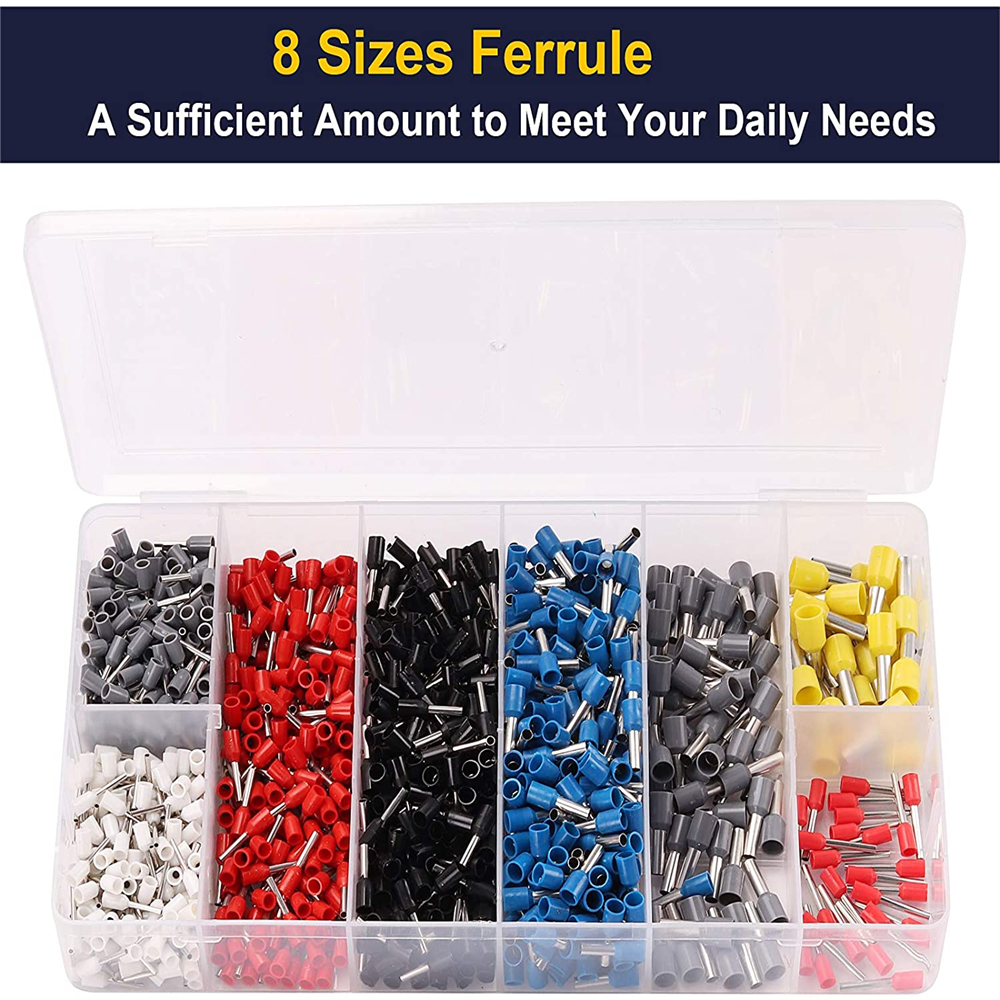 1200Pcs Cable Cord Pin End Bootlace Ferrule Terminals Wire Crimp Connectors Set