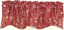 Ellis Curtain Meadow Scallop Valance Floral Red Cardinal 50"x15" Lined NIP