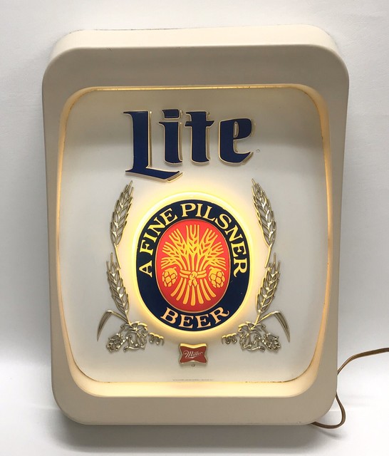 Vintage Miller Lite Lighted Sign Bar Man Cave 19 X 14” RARE! eBay