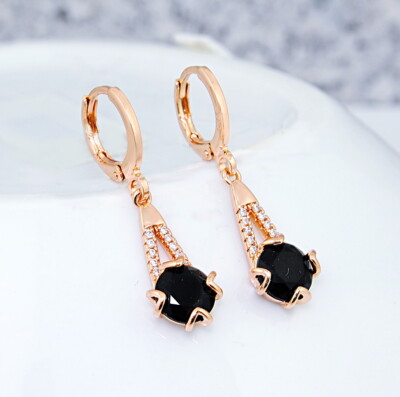 Damen Ohrringen ausgezeichnete Felled vergoldet Gold 18K/750  schwarz Onyx Topas