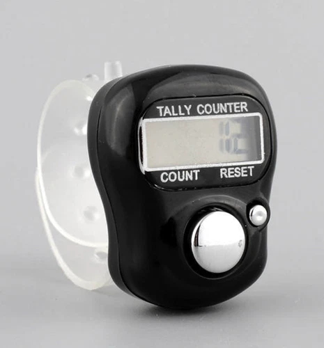 Black Finger Ring Digital Tasbeeh Tally Counter Timer Religious Knitting Row - Picture 3 of 7