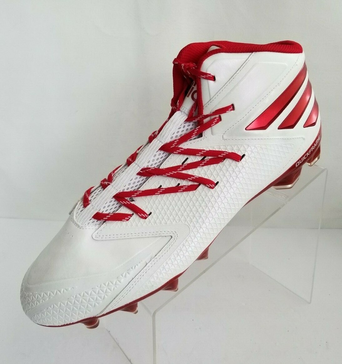 Adidas Freak X Carbon Mid Cleats 170148 White Red Lace Up  display picture 2