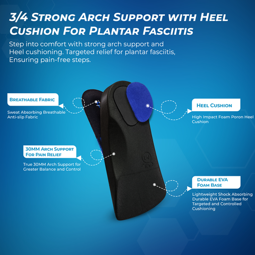 3/4 Orthotic Arch Support Insoles For Plantar Fasciitis Fallen Arches Flat Feet - Imagen 2 de 12