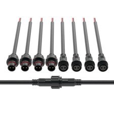 2 Pin Waterproof Cable Connector Male Female Kit Screw-On LED Light Outdoor IP67