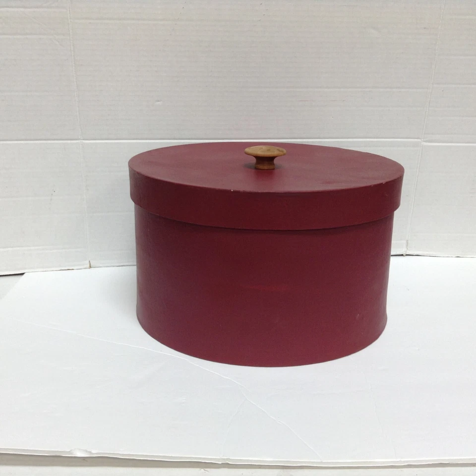 4 Rustic Round Nesting Boxes with Lid crafts storage red cream green organize - Image 3 of 4