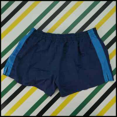 Vintage TRIGEMA Fußball/Sport seidige SHORTS blau UK Größe Large 416 O