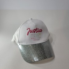 NWT Justice Child Girls Baseball Cap Style Hat with Glitter Brim