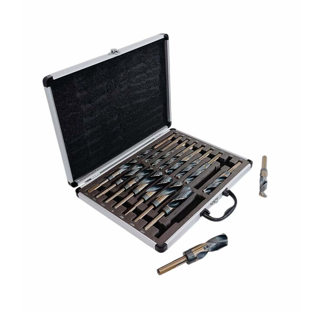 17 Pc HSS Cobalt Silver & Deming Drill Bit Set 1/2'' Reduced Shank