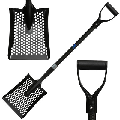 CKG Carbon Sand Sifter Shovel for Beach and Chicken Poop Scooper, Black