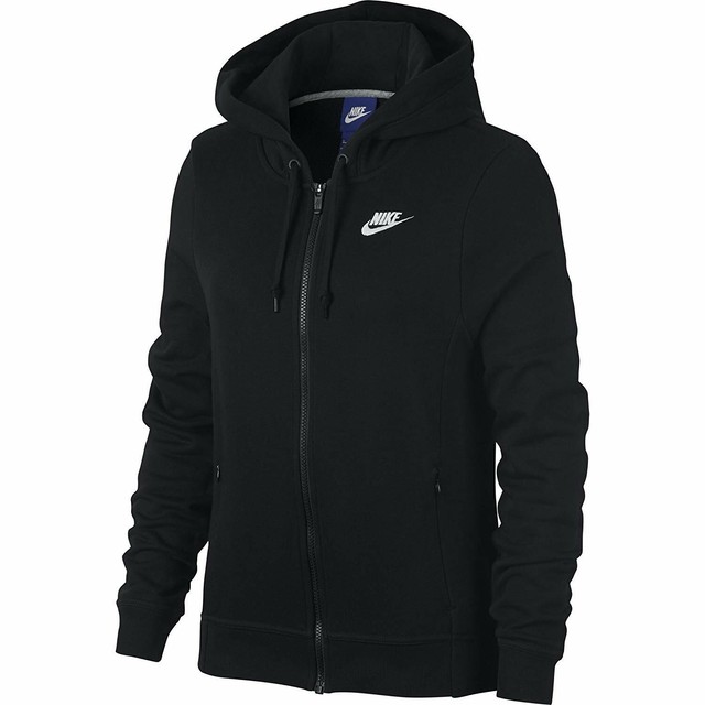 Nike Women's Hoodie Deep Black Size XS Full-Zip Logo Drawstring $65- #884 | eBay