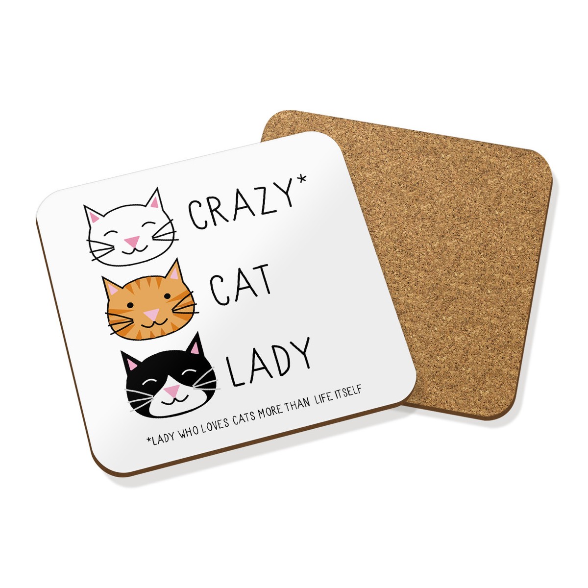 Crazy Cat Lady Sottobicchieri Set Da 4 - Con Finitura Lucida E Supporto In Faesite, 9x9 Cm, Regalo Simpatico - 3