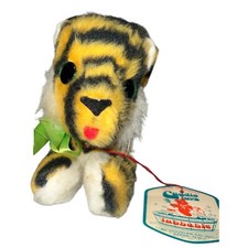 Douglas Cuddle Toys Tubbable Tiger Plush Green Bow Laying Stuffed Animal Tag