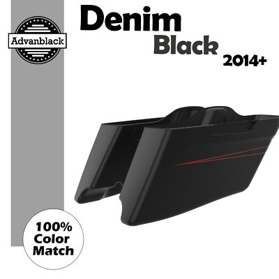 Denim Black CVO Tapered Stretched Extended Saddlebags Pinstripes Fits 14+ Harley