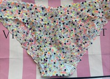 RARE 2013 NWT VICTORIA'S SECRET 100 NYLON/NEON LACE BIKINI, POLKA DOTS LARGE