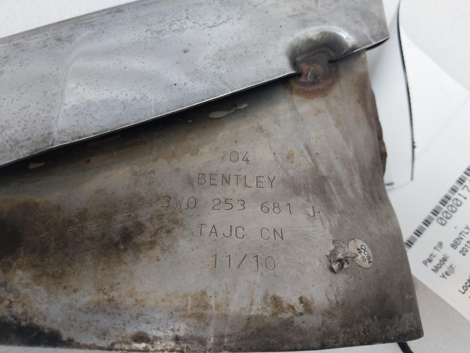 2012 BENTLEY Left Driver Side Bumper Chrome Exhaust Tip