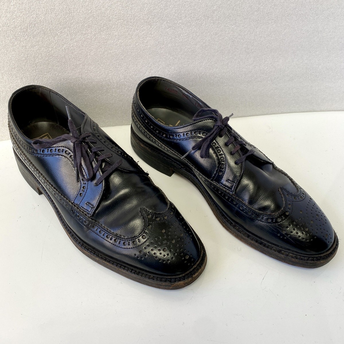 Sears Vintage DuPont Corfam Black Oxford Wingtips Shoes  display picture 3