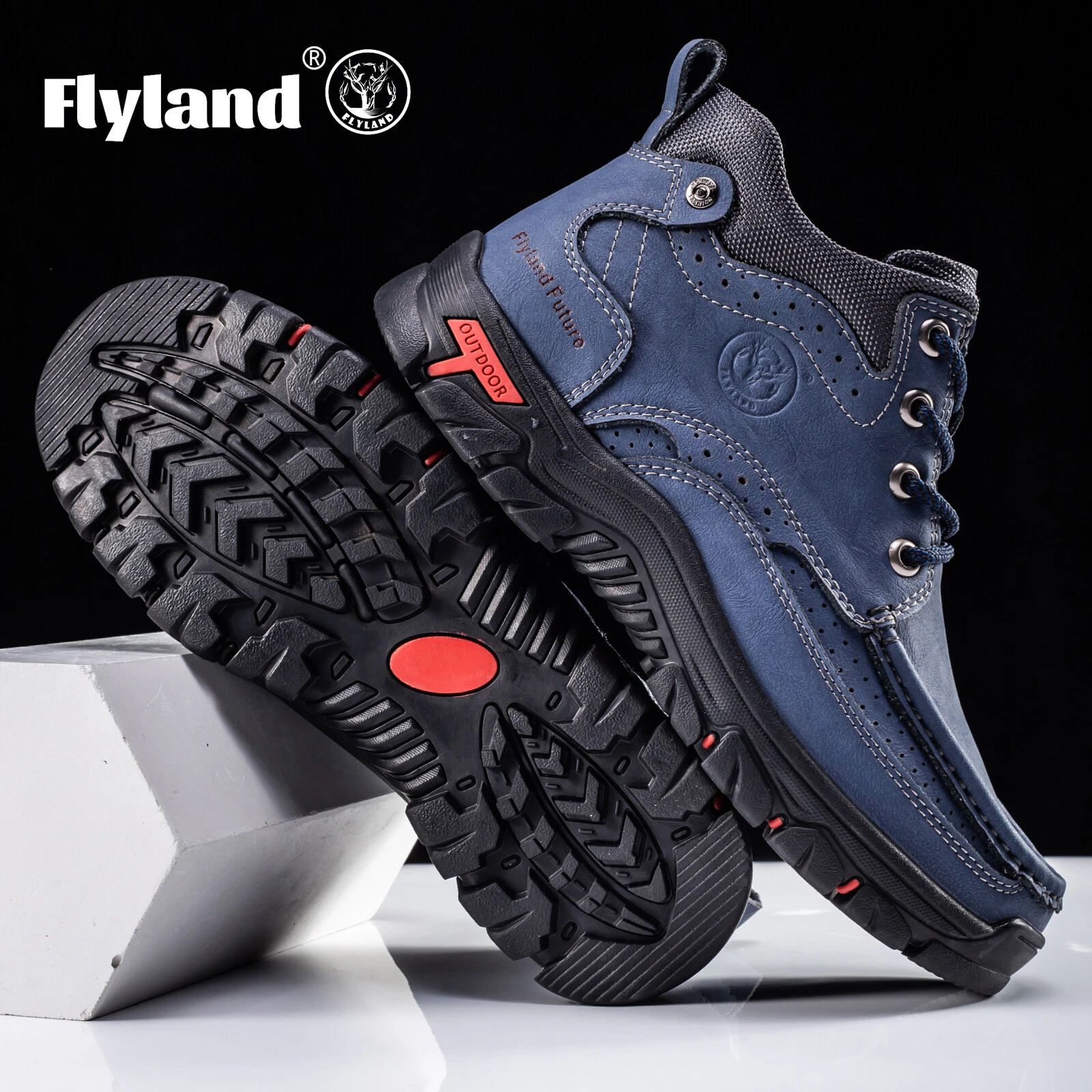 FLYLAND Men's Classical Vintage Genuine Leather Chukka Boots Casual Outdoor Shoe