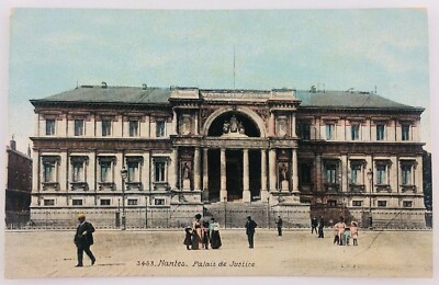 Vintage Nantes France Palais de Justice Postcard People 