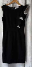 Calvin Klein Black and White Ruffle Sheath Dress Size 6