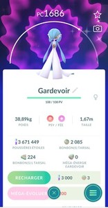 Shiny Gardevoir Lvl 40 CP+Dbl Moves - Pokèmon Go