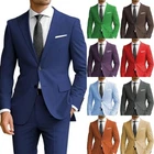 Men's 2Pcs Suit Slim Fit Suits for Men Two Button Blazer Formal Business Jacket