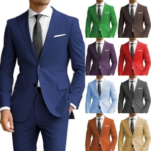 2Pcs Combinaison mince pour homme Veste d'affaires formelle à deux boutons pour homme