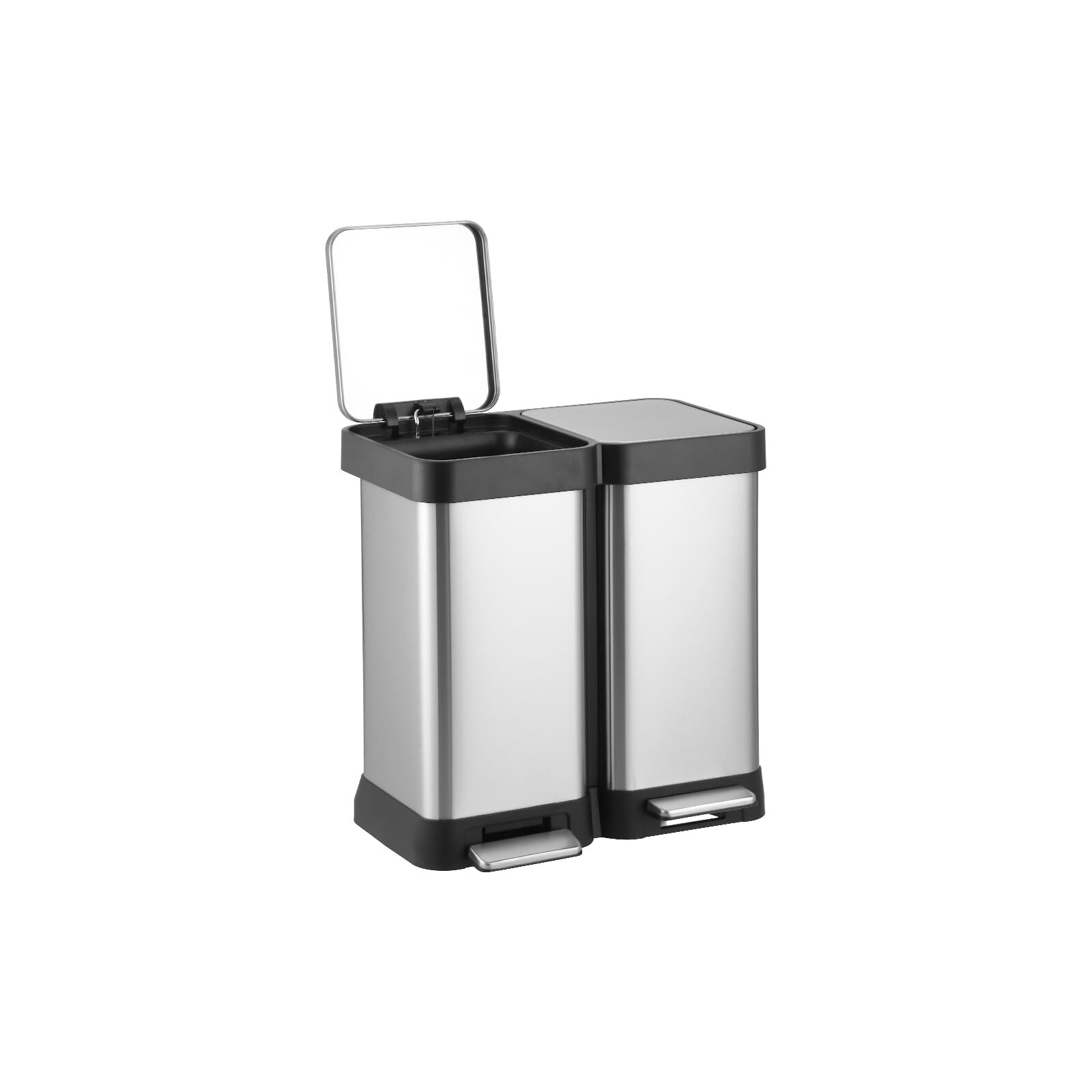 13 Gallon Dual Trash and Recycling Bin, 50L(2x25L) Fingerprint Proof Stainles...