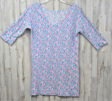 Lilly Pulitzer Eliza Cosmo Pink A Little Tipsy Blue Shell T-Shirt Dress Large