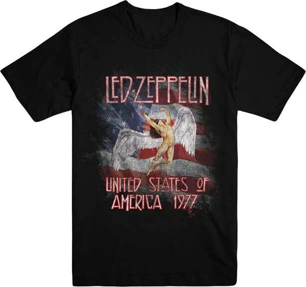 Led Zeppelin USA United States of America Tour 77 Flag Band T Shirt LDZ