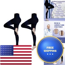 Libveeays 2 Pairs Compression Pantyhose Women Men, 15-20 mmHg Footless Medical