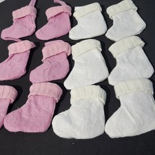 6 Pair Lot Soft Pink White Baby Socks Newborn Girls Cotton Booties 0-3 Months