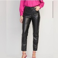 Old Navy High Rise OG Straight Faux Leather Pants Black 20 NWT