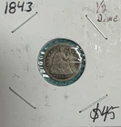 1843 Seated Liberty Half Dime Variety 2 with stars, Historic Silver Coin L@@K!