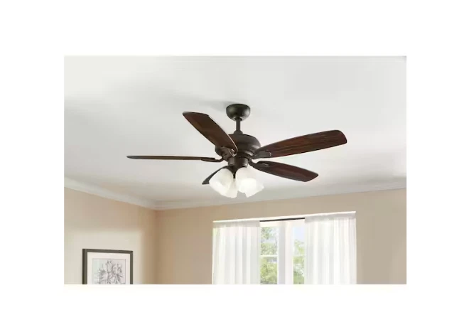 Hampton Bay Hollis 52" Bronze LED Ceiling Fan 5 Blades Light Kit Remote - Image 2 of 4