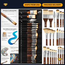 30pcs Paint Brush Set for Acrylic, Oil, Watercolor  Gouache - Art Supplies