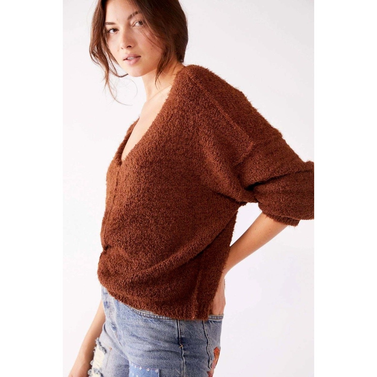 Free People Icing Pullover Mocha Java Brown Small… - image 2