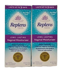 2×Replens LONG-LASTING Vaginal Moisturizer 14 Applications & 35g TUBE Each 01/26