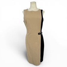 Lauren Ralph Lauren Tan Black Colorblock Buckle Sheath Dress Size 10