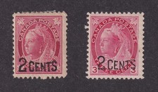 MATT S STAMPS CANADA SCOTT #87-#88 QUEEN VICTORIA 1899 ISSUES, MH CV$50