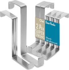 Over The Door Hooks, 3  2 Pack - 2-Sided Stainless Steel Coat Hanger Fits Door