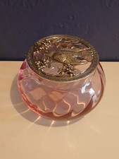 Silver Scenes Vintage Cranberry Glas Potpourri Schale mit Deckel wundersch&ouml;n