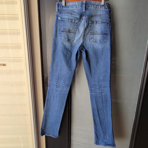 7 For All Mankind taglia 29 Kimmie gamba dritta vita media lavaggio medio logo elasticizzato
