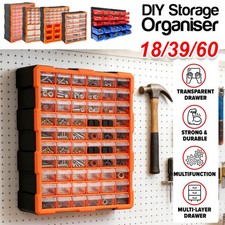 18/39 Multi Drawer Parts Organiser Unit Home Tool Storage Cabinets Clear Boxes