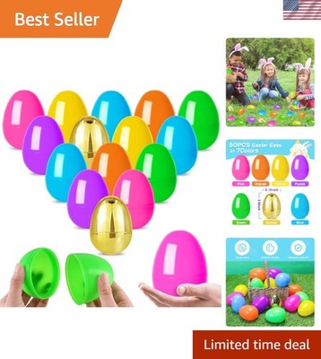 50 Pcs Large 4'' Fillable Easter Eggs Plastic Empty Easter Eggs Bulk with 2 Go...
