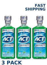 (3 PACK) ACT Anticavity Fluoride Mouthwash With Zero Alcohol, Mint, 18 Fl Oz