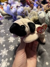 TY Beanie Baby - PUGSLY the Pug Dog 8 inch - MWMTs Stuffed Animal Toy